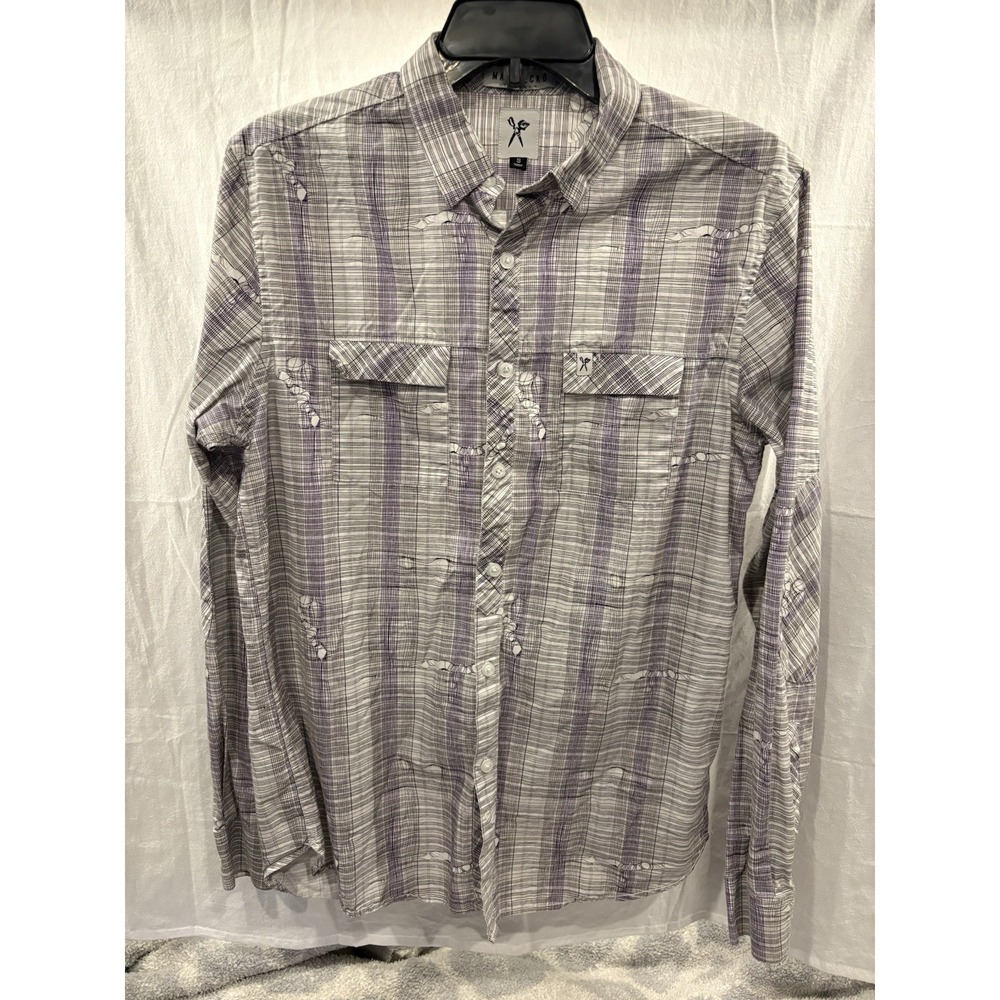 Marc Ecko Cut & Sew Shirt Men's Small Purple Geometric Pattern 100% Cotton